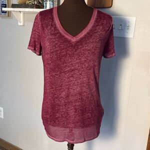 Victoria’s Secret pink burnout t shirt women’s size XS y2k burgandy sheer soft